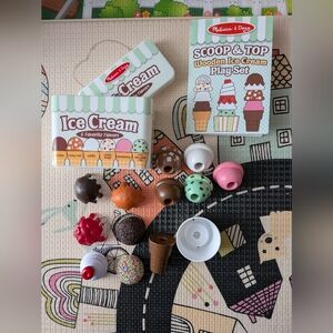 Melissa And Doug Wooden Ice Cream Set With Toppings